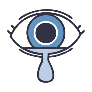 düz renk retro karikatür bir ağlayan göz