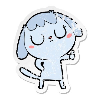 sevimli çizgi köpeklerin sıkıntılı etiket