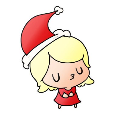 kawaii kız Noel degrade çizgi film