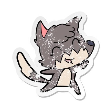 mutlu karikatür tilki, sıkıntılı etiket