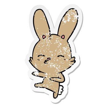 bir meraklı bunny çizgi sıkıntılı etiket