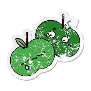 sevimli çizgi elma sıkıntılı etiket