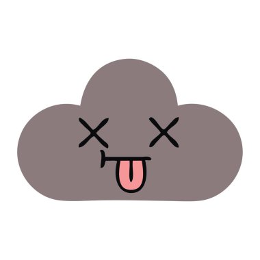 bir fırtına bulutu, düz renk retro çizgi film