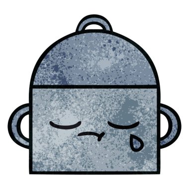 Retro grunge doku karikatür bir pişirme tencere