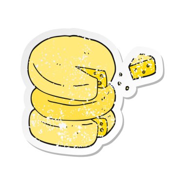 bir çizgi film peynir tekerinin Retro sıkıntılı etiket