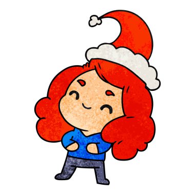 Noel dokulu karikatür kawaii kız el çekilmiş