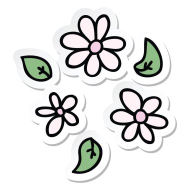 ilginç bir el etiket karikatür çiçek çizilmiş