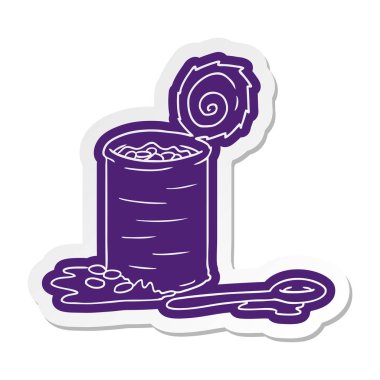 çizgi film etiket açılan bir fasulye konservesi