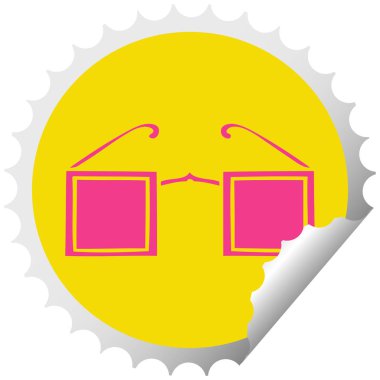 dairesel peeling etiket karikatür dairesel bir gözlük