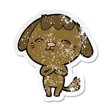 bir mutlu karikatür köpek sıkıntılı etiket