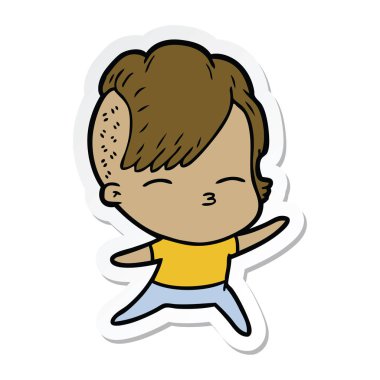 bir çizgi film kısma kız etiketi