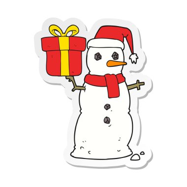 etiket bir karikatür kardan adam