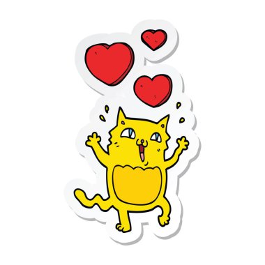 etiket bir karikatür kedi deli aşık