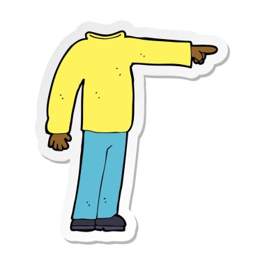 etiket işaret eden bir çizgi film başsız adam