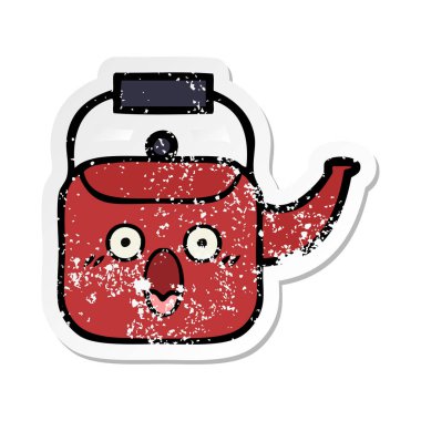 sevimli çizgi Kettle sıkıntılı etiket