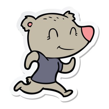 sağlıklı runnning ayı çizgi film etiketi