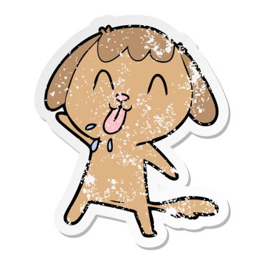 sevimli çizgi köpeklerin sıkıntılı etiket