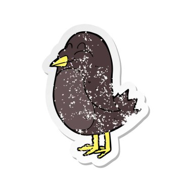 bir karikatür kuş Retro sıkıntılı etiket