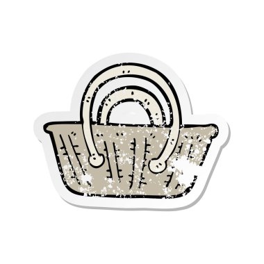 Retro sıkıntılı etiket bir karikatür sepeti