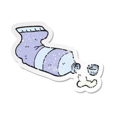 toothpast tüp Retro sıkıntılı etiket bir karikatür sıkılmış
