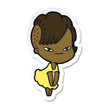 etiket hipster saç kesimi ile sevimli çizgi kızın