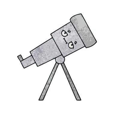 Retro grunge doku karikatür bir Teleskobu
