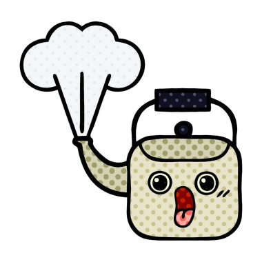 çizgi roman tarzı karikatür dumanı tüten bir Kettle