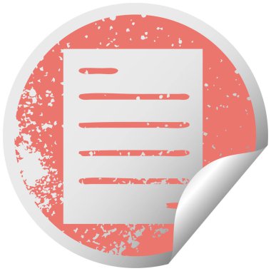 bir yaprak kağıda sıkıntılı dairesel peeling etiket sembolü