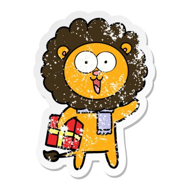 mutlu karikatür aslan sıkıntılı etiket