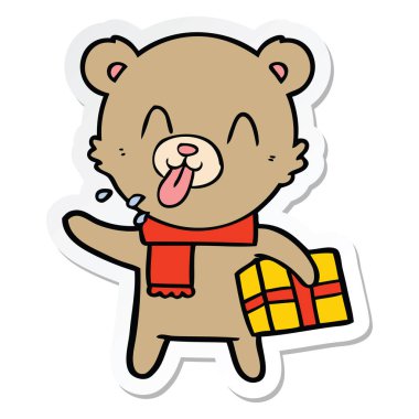 etiket hediye ile bir kaba karikatür ayının