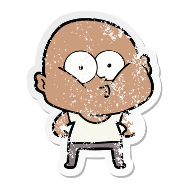 bakan bir karikatür kel adamın sıkıntılı etiket