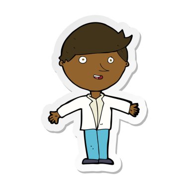 casual ceketli bir karikatür adamı etiket