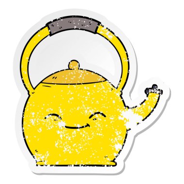 bir çizgi film Kettle sıkıntılı etiket