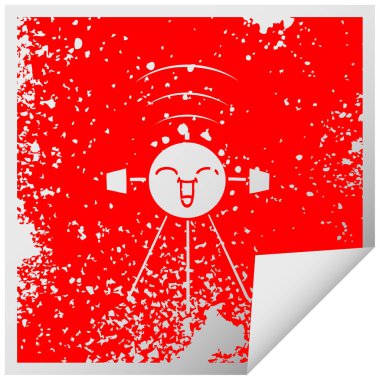 sıkıntılı kare bir uydu sembolü etiket soyma