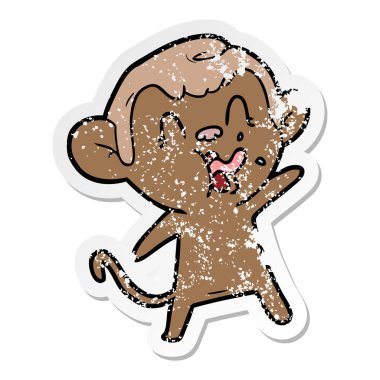 bir deli karikatür maymun sıkıntılı etiket