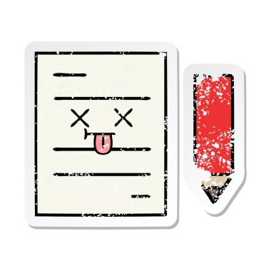 sevimli çizgi test kağıt sıkıntılı etiket