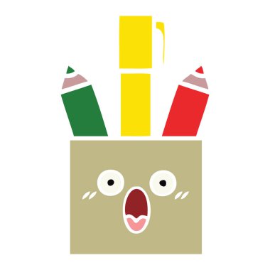 düz renk retro karikatür kalem pot