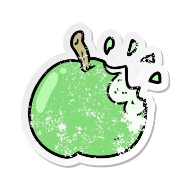 bir çizgi film ısırıldı elma sıkıntılı etiket