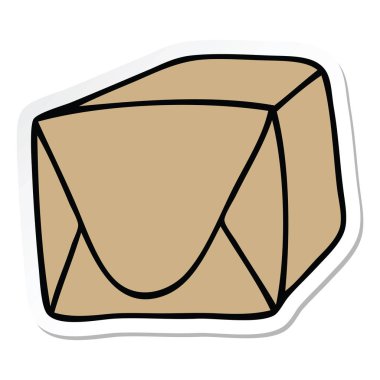 ilginç bir el etiket karikatür kahverengi parsel çizilmiş