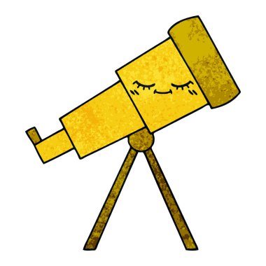 Retro grunge doku karikatür bir Teleskobu