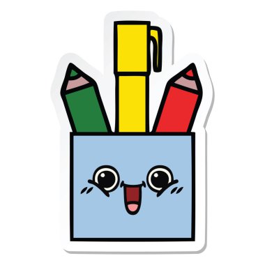 etiket bir sevimli çizgi kalem tencere