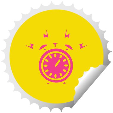 dairesel peeling etiket karikatür bir zil çalar saat