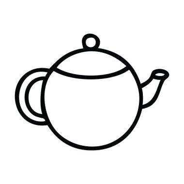 Kırmızı çay pot çizgi çizim karikatür