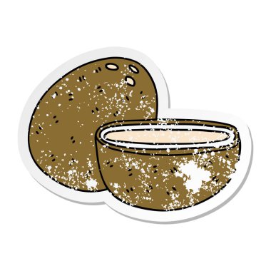 ilginç bir el sıkıntılı etiket çizgi film Hindistan cevizi çekilmiş