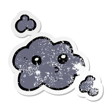 sevimli çizgi bulut sıkıntılı etiket