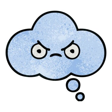 Retro grunge doku karikatür bir düşünce balonu