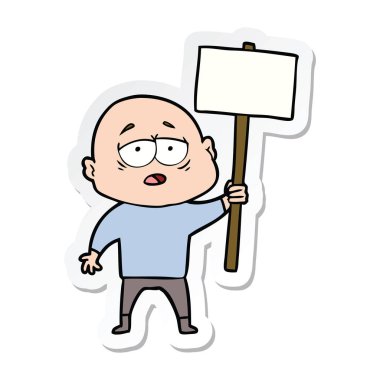 etiket bir karikatür kel adam yorgun