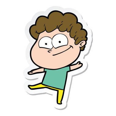 etiket karikatür mutlu bir adamın