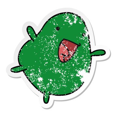 sıkıntılı etiket çizgi film illüstrasyon kawaii şirin mutlu fasulye