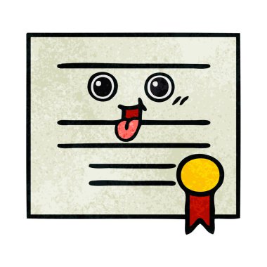 Retro grunge doku karikatür mezuniyet diploma